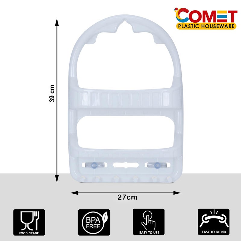 Comet Plastics 2 Multiutility Caddy With Vacuum pads For Shower, Kitchen or Main Door| Bathroom Hanging Shelf To Store Soap, Shampoo, Loofah scrubs |Hang over the Shower Head |(White Set of 2) - Image 5