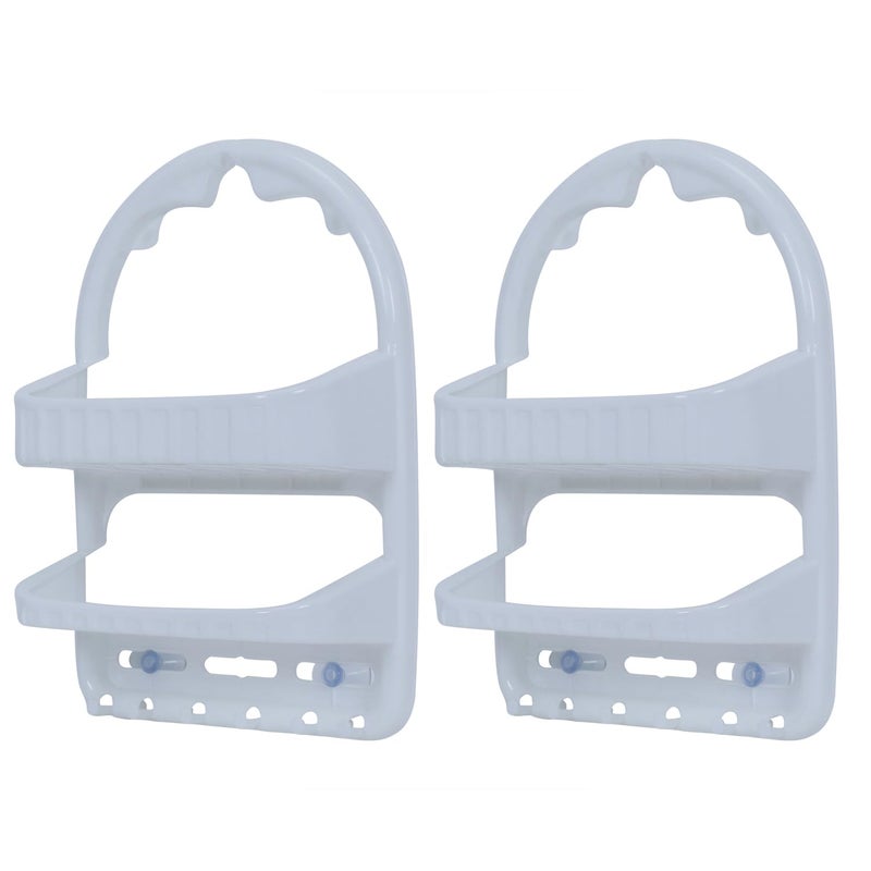 Comet Plastics 2 Multiutility Caddy With Vacuum pads For Shower, Kitchen or Main Door| Bathroom Hanging Shelf To Store Soap, Shampoo, Loofah scrubs |Hang over the Shower Head |(White Set of 2) - Image 3