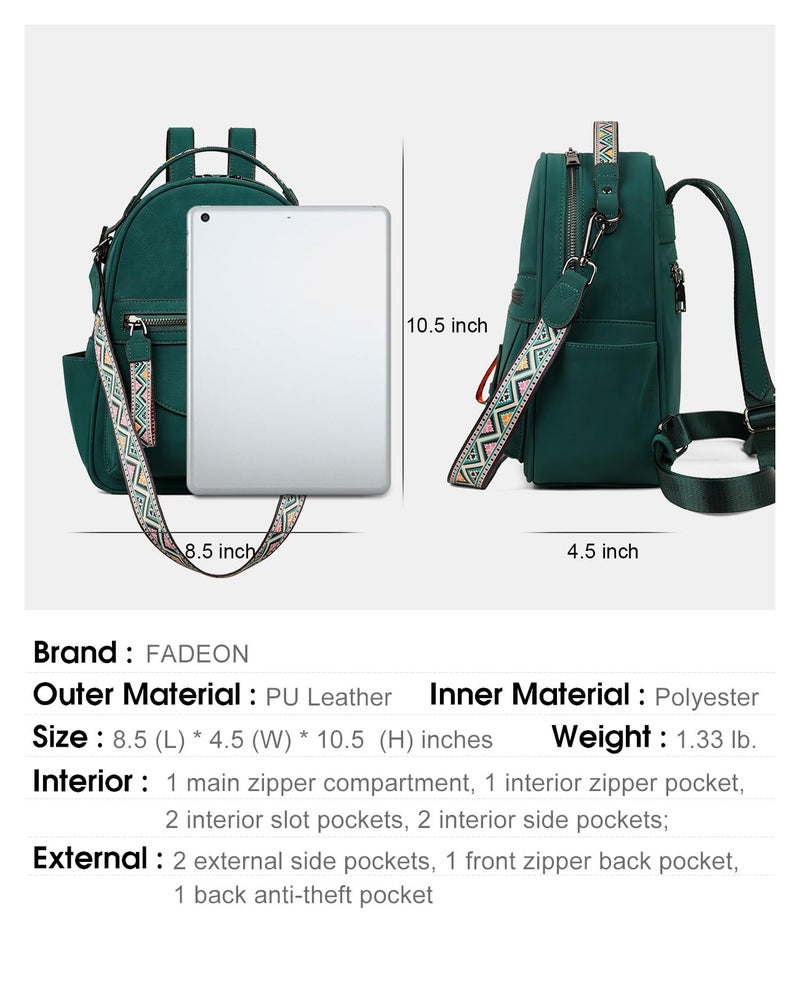 FADEON Mini Backpack Purse for Women, Designer Leather Cute Roomly Small Backpacks, Ladies Shoulder Backpack Fashion Handbag - Image 3