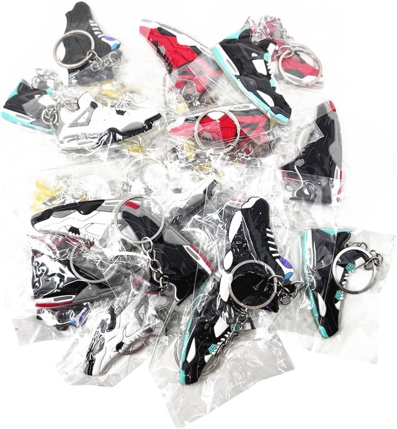 TSY TOOL 20 Pcs of Random Mini Retro Collectible 2D Sneaker Keychains – Rubber Shoe Key Chains for Party Favors, Goodie Bags, Collectors, Mystery Prizes & Sneakerhead Gifts - Image 3