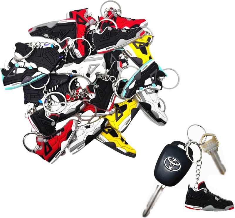 TSY TOOL 20 Pcs of Random Mini Retro Collectible 2D Sneaker Keychains – Rubber Shoe Key Chains for Party Favors, Goodie Bags, Collectors, Mystery Prizes & Sneakerhead Gifts - Image 1