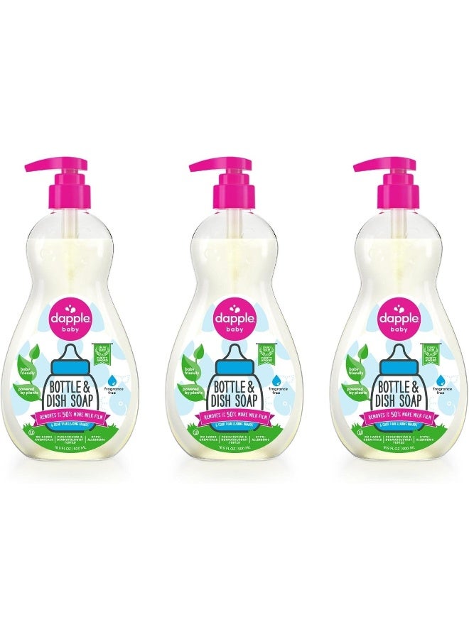 dapple صابون زجاجات الأطفال دابل، صابون أطباق مضاد للحساسية لزجاجات الأطفال، مدعوم بالنباتات، مضخة واحدة مشمولة، قد يختلف التعبئة، خالي من العطور، 16.9 أونصة سائلة (عبوة من 3) - Image 1