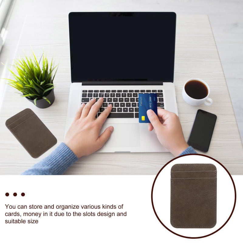 حامل البطاقات العمودي المصغر للأعمال - محفظة واقية للبطقات محمولة خفيفة الوزن باللون الرمادي الداكن - Image 4