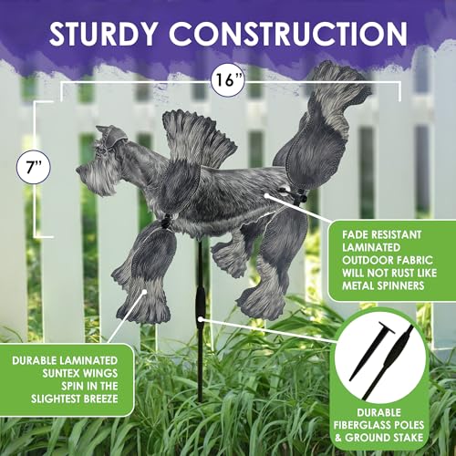 Premier Kites Whirligig Spinner Schnauzer 16" – Adorable Dog-Themed Design, Weather-Resistant Outdoor Decor, Durable & Lightweight for Patios, Yards, and Gardens - Eye-Catching Wind Spinner - Image 3