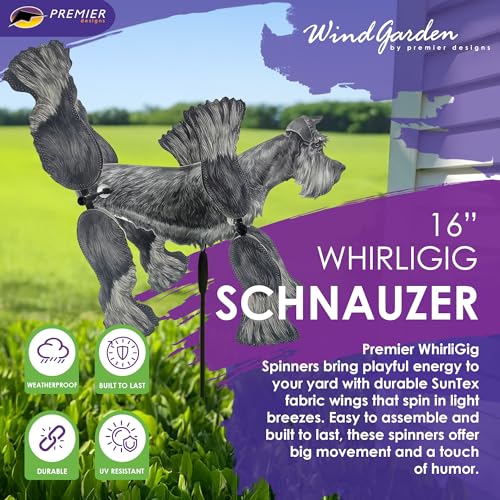 Premier Kites Whirligig Spinner Schnauzer 16" – Adorable Dog-Themed Design, Weather-Resistant Outdoor Decor, Durable & Lightweight for Patios, Yards, and Gardens - Eye-Catching Wind Spinner - Image 2
