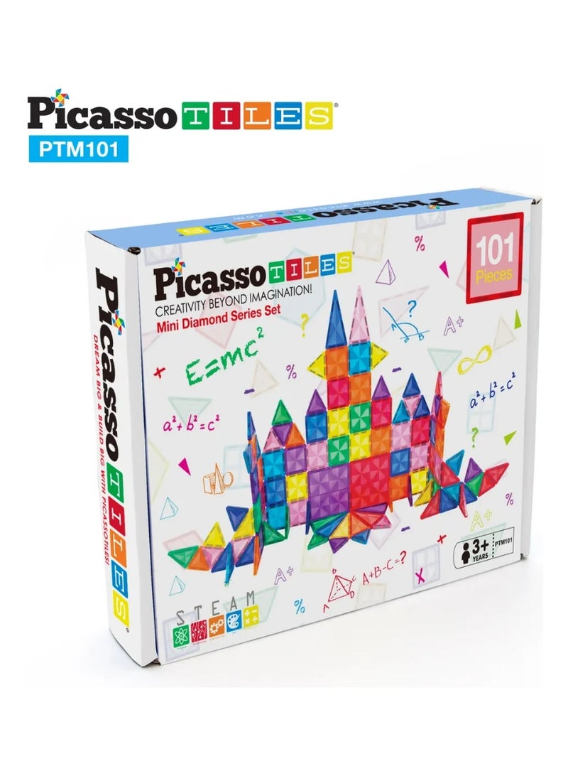 PicassoTiles بلاط بيكاسو المغناطيسي - مجموعة الماس الصغيرة 101 قطعة | ألعاب STEM | مجموعة ألعاب تعليمية | كتل تكديس | تعزز مهارات حل المشكلات والمهارات الحركية الدقيقة | تحسن التنسيق والإبداع | هدية للأطفال والرضع | مجموعة بناء لتطوير عقل الطفل - Image 1