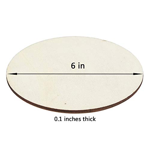 LEFUBABY Wood Circles for DIY Craft 15-Count Unfinished Wooden Round Disc Cutouts 6 Inches in Diameter - Image 2