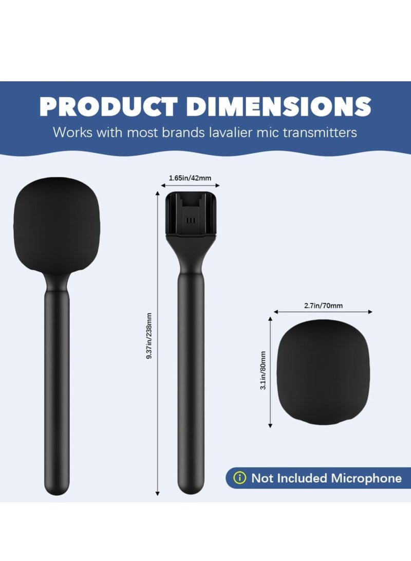JAJEEK Microphone Handle Compatible with DJI Rode Wireless Go – Universal Interview Wireless Microphone Adapter with Anti-Wind Foam for All Lapel Microphones - Image 2