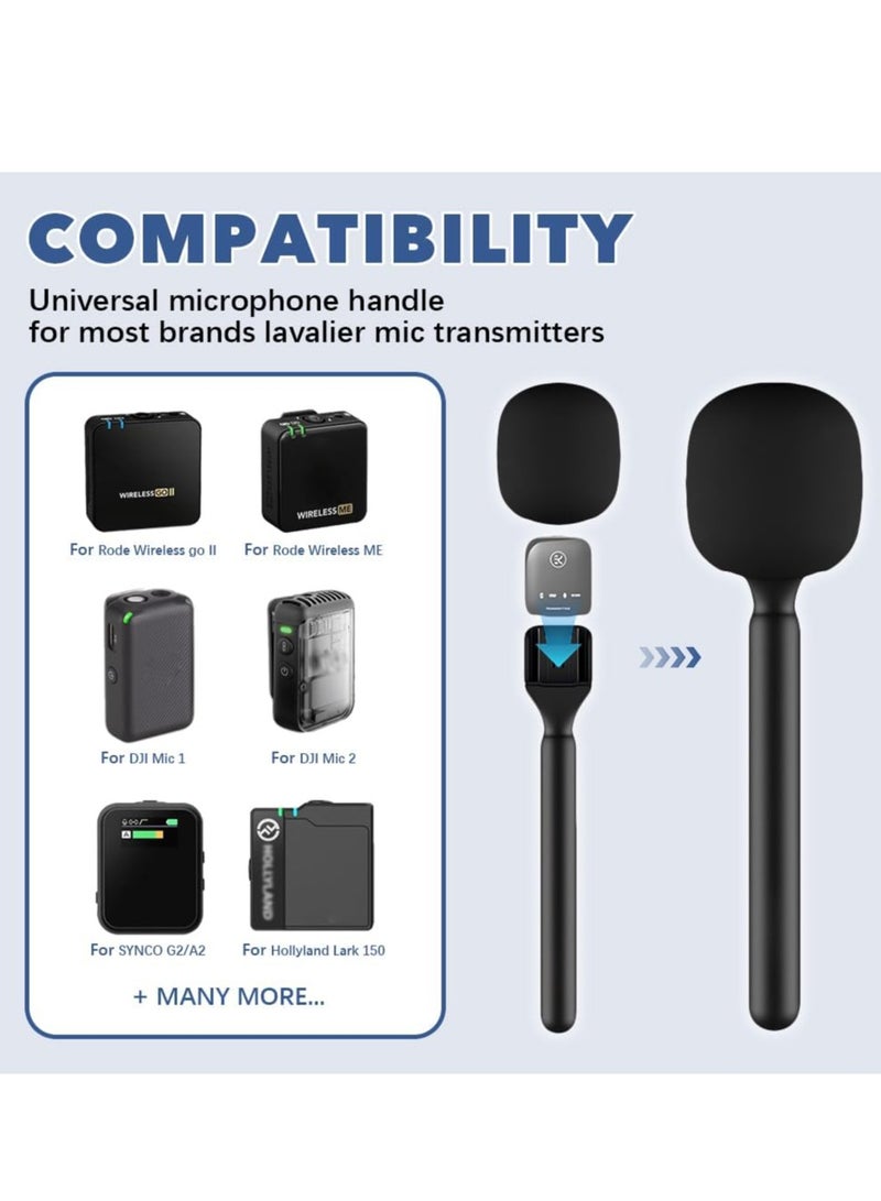 JAJEEK Microphone Handle Compatible with DJI Rode Wireless Go – Universal Interview Wireless Microphone Adapter with Anti-Wind Foam for All Lapel Microphones - Image 3