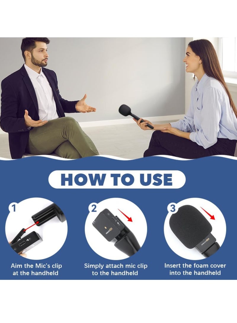 JAJEEK Microphone Handle Compatible with DJI Rode Wireless Go – Universal Interview Wireless Microphone Adapter with Anti-Wind Foam for All Lapel Microphones - Image 4