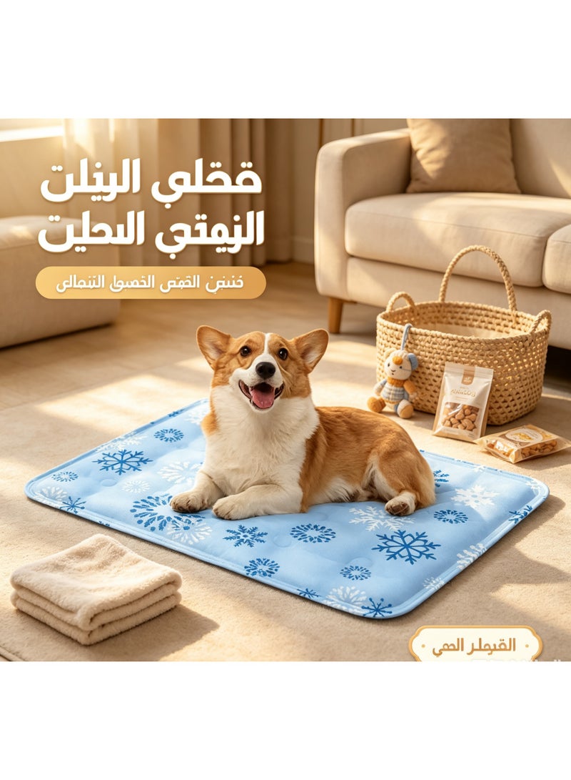 حصيرة تبريد للحيوانات ذات جل تبريد ذاتي، وسيلة صيفية بنقوش ثلوج مقاومة للماء والتسرب، تمنع ضربة الحرارة للقطط والكلاب الصغيرة والمتوسطة والكبيرة، هدية عملية لرعاية الحيوانات لرمضان - Image 4