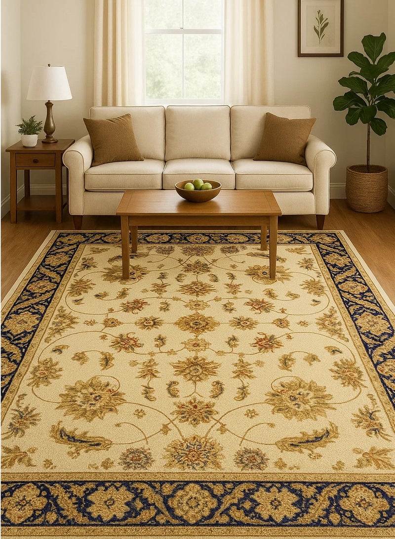 لوفت بريستول، سجادة أريكة، سجادة غرفة معيشة حديثة، سجادات أرضية ناعمة، وسائد سجادة، سجادة أريكة غير قابلة للانزلاق، سجادة غرفة معيشة قابلة للغسل، مقاس 240*340 سم، بيج/أزرق داكن-1339-CG1-I - Image 1