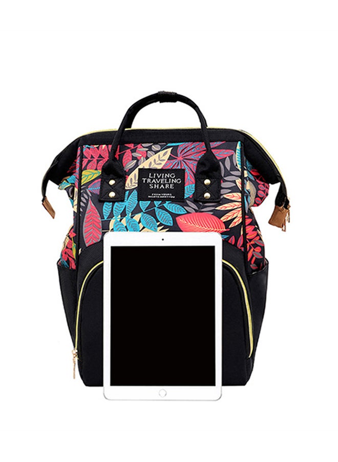 Kidle Multifunctional Large Capacity Leaf Printed Mommy Diaper Bag, 18-24 Months - Black - Image 4