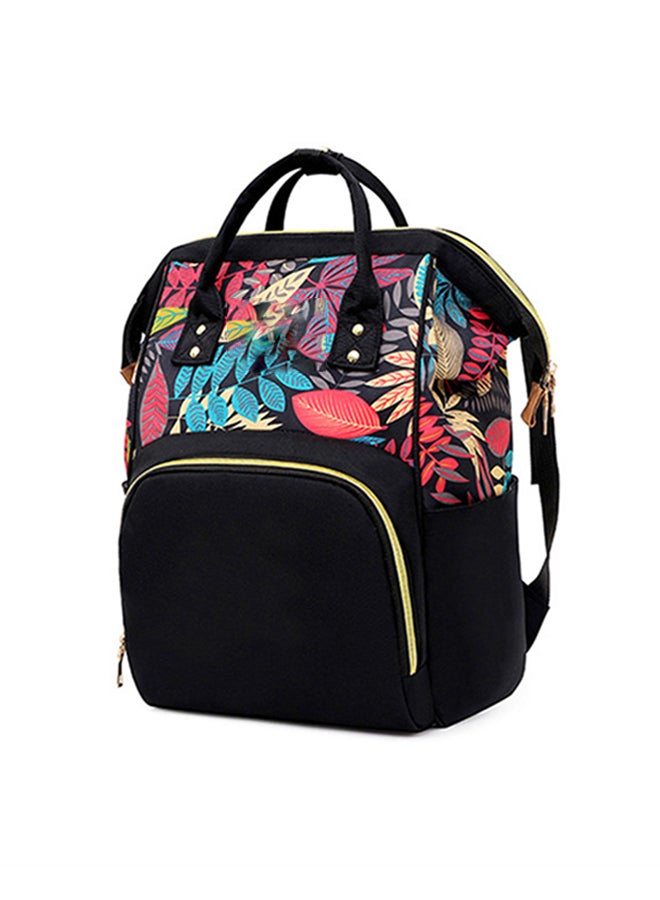 Kidle Multifunctional Large Capacity Leaf Printed Mommy Diaper Bag, 18-24 Months - Black - Image 2