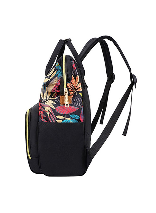 Kidle Multifunctional Large Capacity Leaf Printed Mommy Diaper Bag, 18-24 Months - Black - Image 3