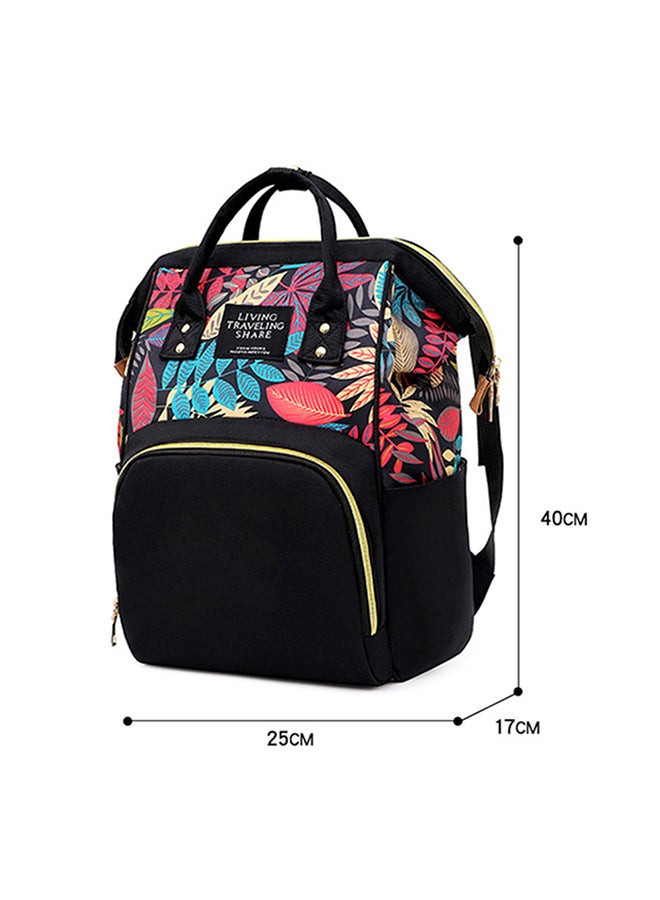 Kidle Multifunctional Large Capacity Leaf Printed Mommy Diaper Bag, 18-24 Months - Black - Image 5