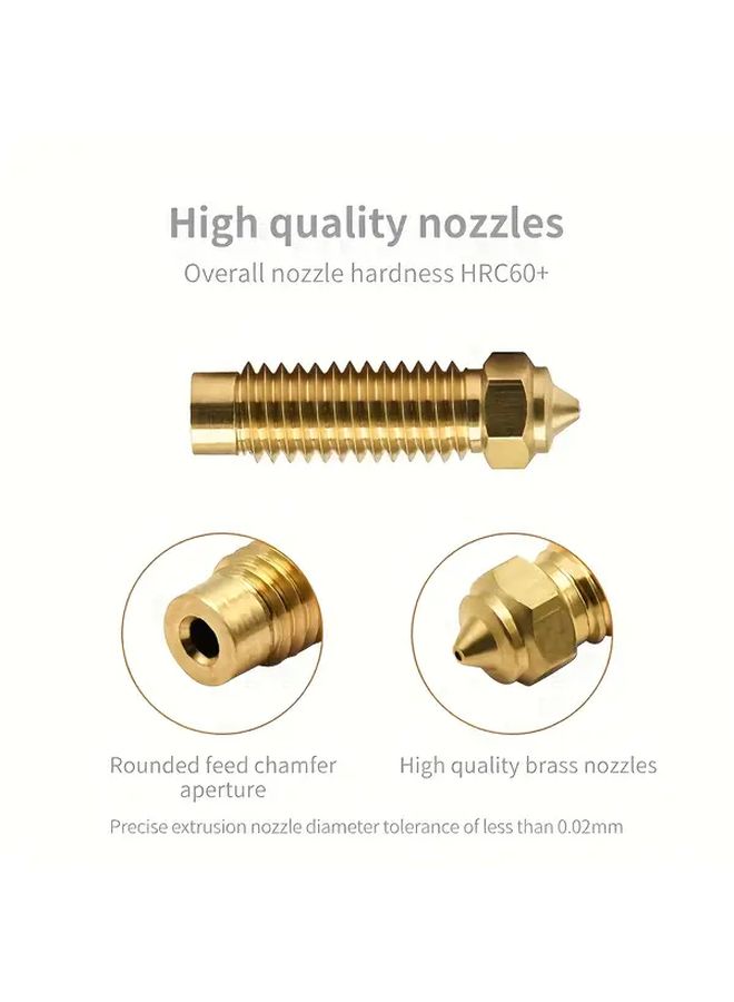 High Temperature Brass 3D Printer Nozzles 0 2 0 4 0 6 0 8 1 0mm 5pcs - Image 4