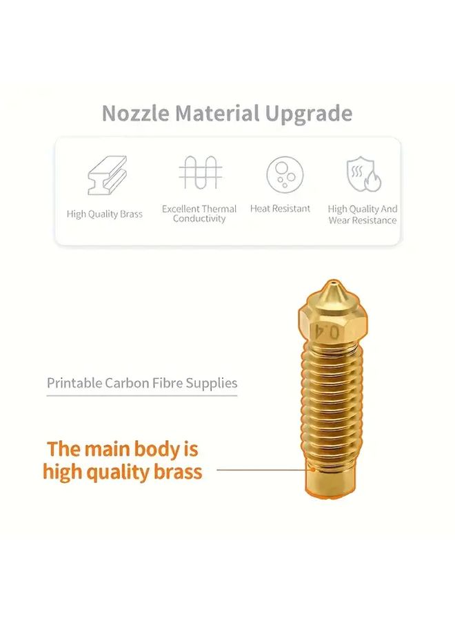 High Temperature Brass 3D Printer Nozzles 0 2 0 4 0 6 0 8 1 0mm 5pcs - Image 5
