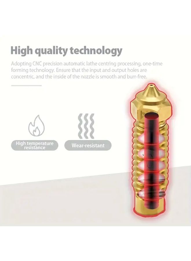 High Temperature Brass 3D Printer Nozzles 0 2 0 4 0 6 0 8 1 0mm 5pcs - Image 3