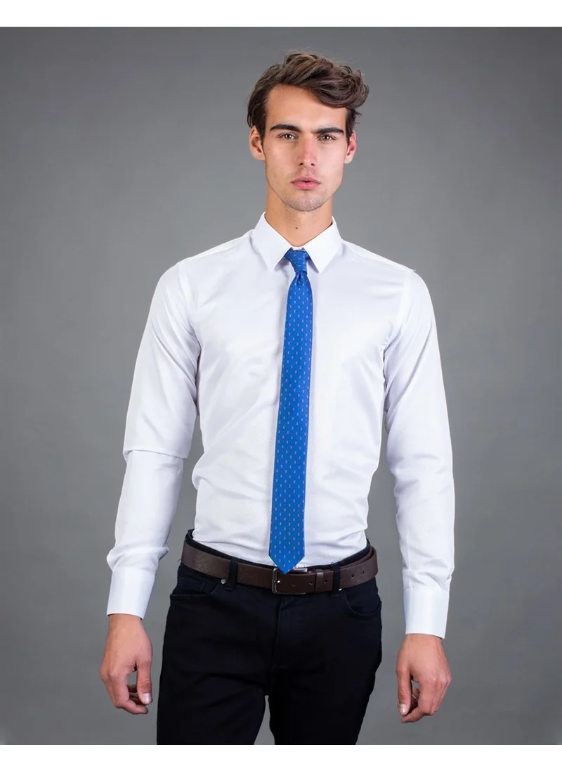 Tudors Slim Fit Plain White Dobby Men's Shirt
