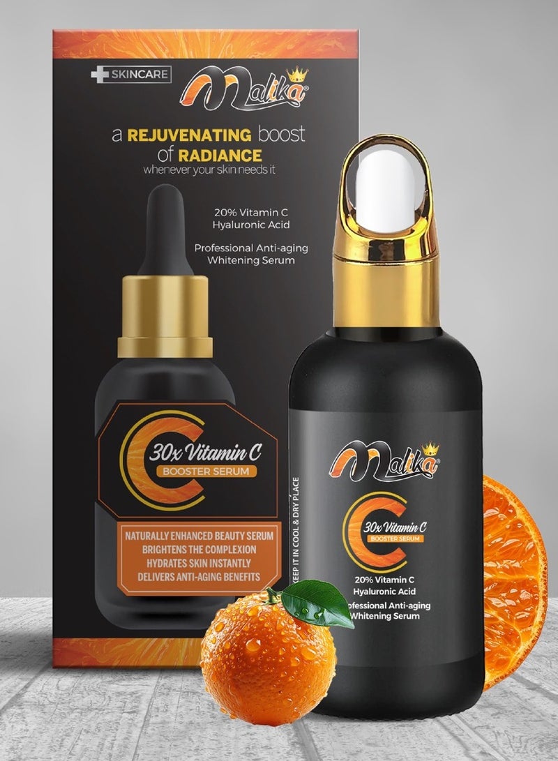 Malika 30X Booster Vitamin C Serum 30ml | Vitamin C Face Serum for Brightening & Reducing Dark Spots | Anti-Aging, Collagen-Boosting, Hydrating | Vitamin C Facial Serum for All Skin Types - Image 1