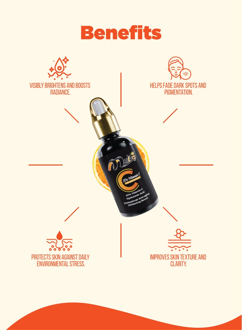 Malika 20% Vitamin C Serum 30ml | Brightening Serum | Dark Spot Remover for Face | Korean Skin Care Glass Skin - Image 3