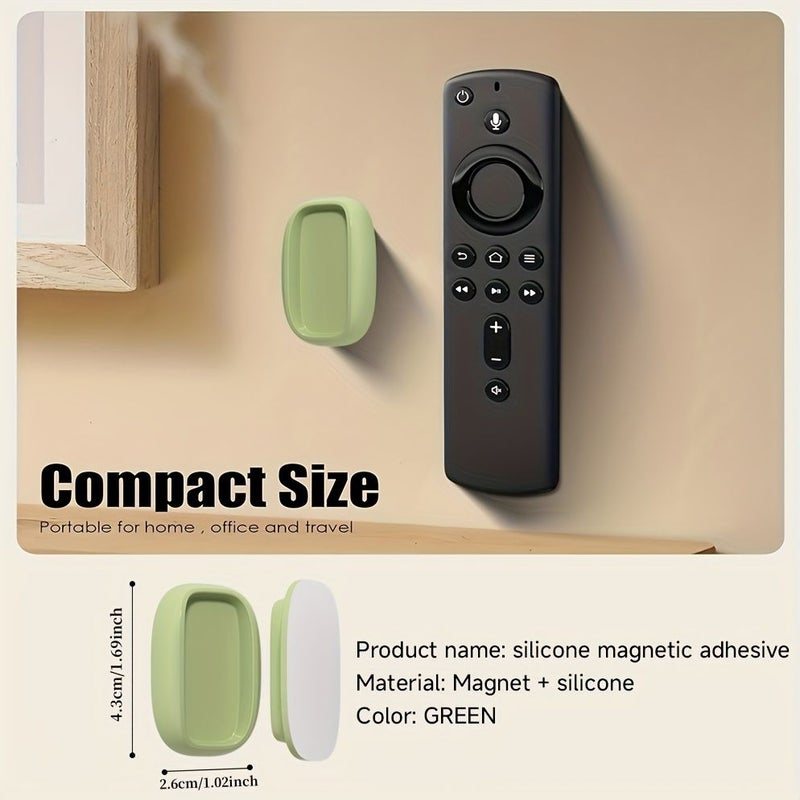 Set Of 3 Green Magnetic Tape Hooks For Remote Controls Storage Box Wall Mounted Without Drilling Strong Adhesion Desk And Drawer Organizer Home Storage - Image 2
