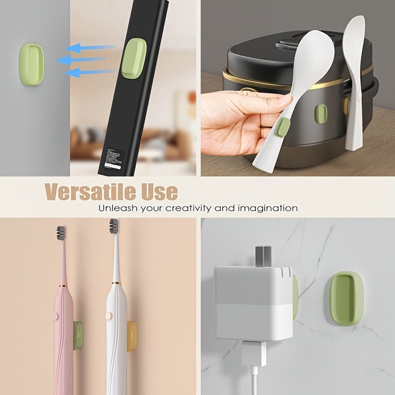 Set Of 3 Green Magnetic Tape Hooks For Remote Controls Storage Box Wall Mounted Without Drilling Strong Adhesion Desk And Drawer Organizer Home Storage - Image 5