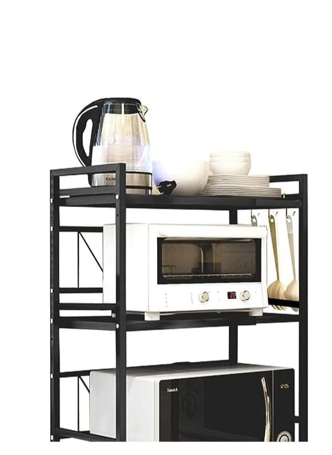 Generic - Microwave Oven Rack, Expandable Microwave Stand Countertop Kitchen Utensils Tableware Storage, Over Microwave Shelf Countertop Kitchen Counter Shelf Black with 4Wheels (4 Tier) - Image 1