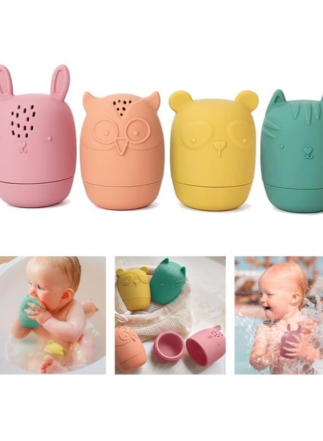 الغذاء الصف سيليكون لعبة طفل رضيع حمام حمام حمام الحيوان أربع قطع غسالة صحون الميكروويف المتاحة اللون: نمط مجموعة من اثنين وأربعة - Image 4