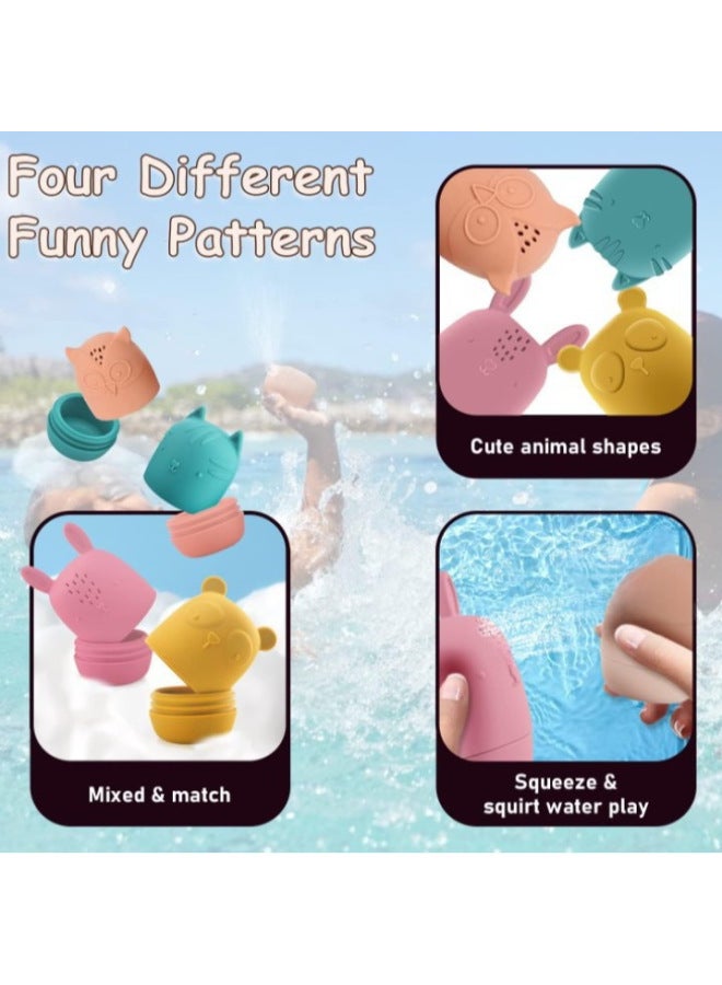 الغذاء الصف سيليكون لعبة طفل رضيع حمام حمام حمام الحيوان أربع قطع غسالة صحون الميكروويف المتاحة اللون: نمط مجموعة من اثنين وأربعة - Image 3