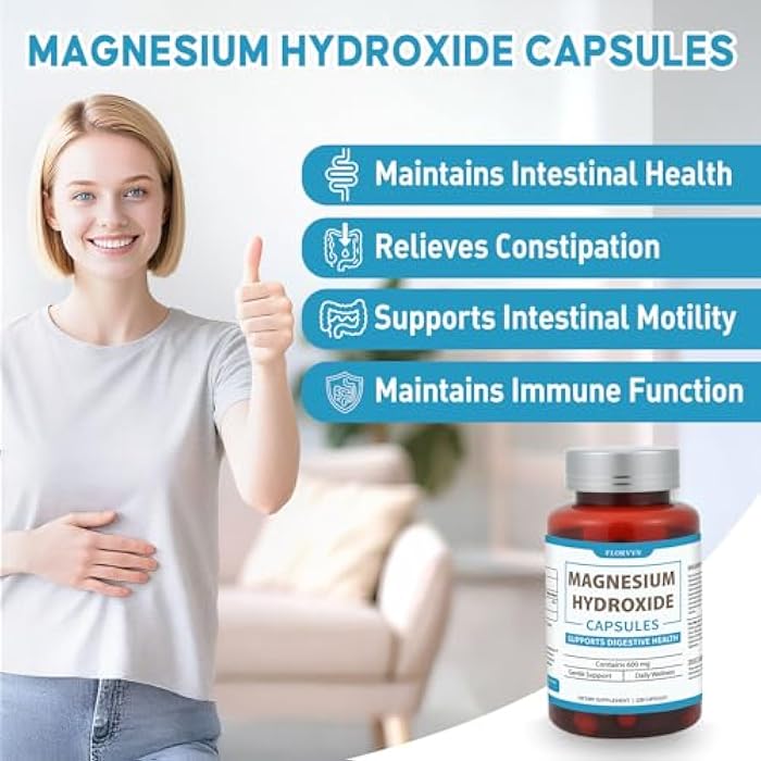 Florvyn Magnesium Hydroxide Capsules, Gentle Osmotic Digestive Regularity Support, Helps Maintain Comfortable Bowel Routine, Daily GI Balance for Adults - 120 Capsules - Image 2