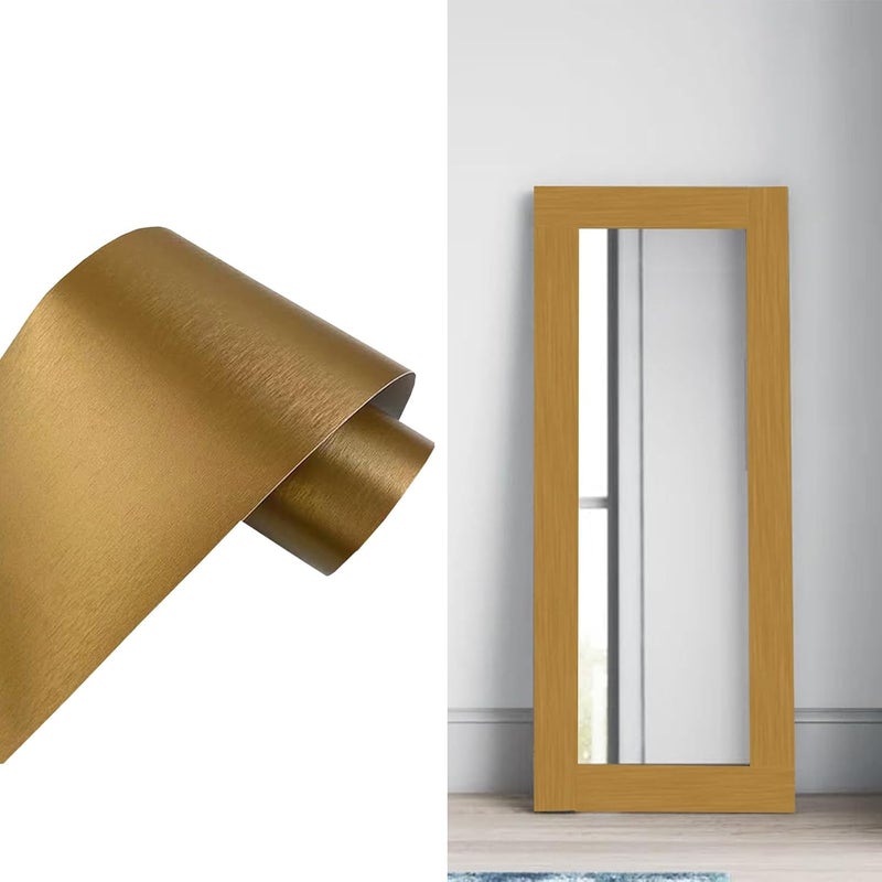 Yija Metallic Color Self Adhesive 3D Peel and Stick Waterproof Wall Border Easy to Apply Kitchen Bathroom Tiles Sticker 4.2x196.8 inch (Gold) - Image 1
