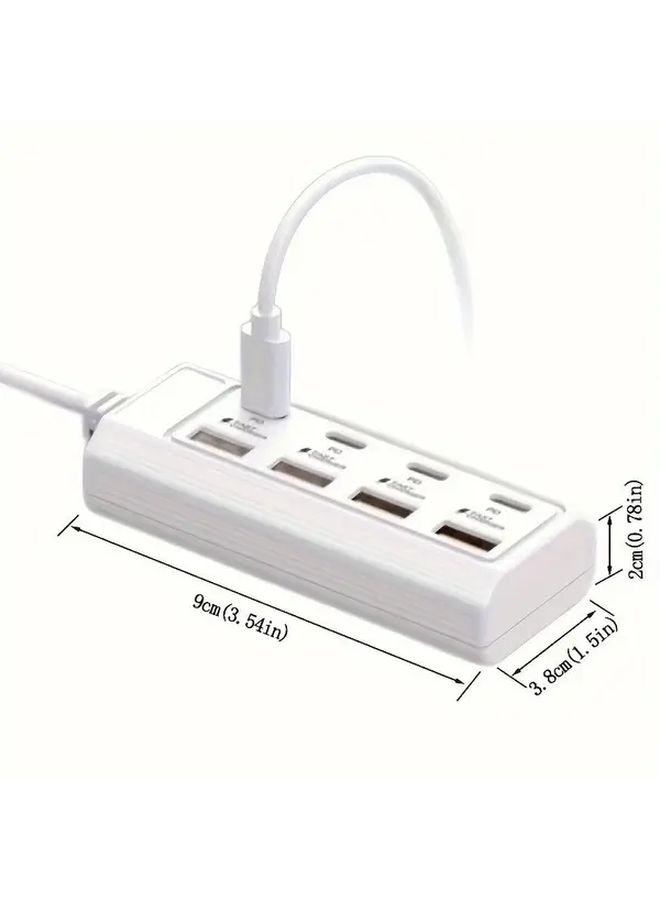 شريط طاقة USB C أبيض 8 منافذ شحن سريع 25W PD QC FCP للكمبيوتر المحمول والجهاز اللوحي والهاتف - Image 4