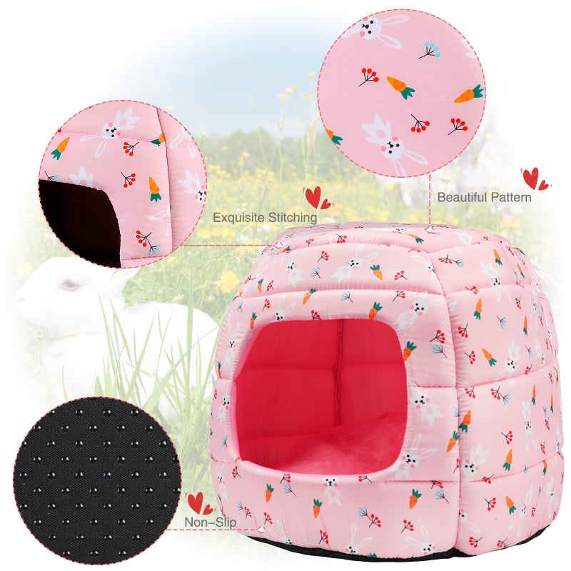 YUEPET Large Rabbit Bed House Foldable Winter Warm Bunny Hideout Cave for Guinea Pig Hamster Squirrel Ferret Hedgehog Chinchilla Cozy Cage Accessories - Image 3