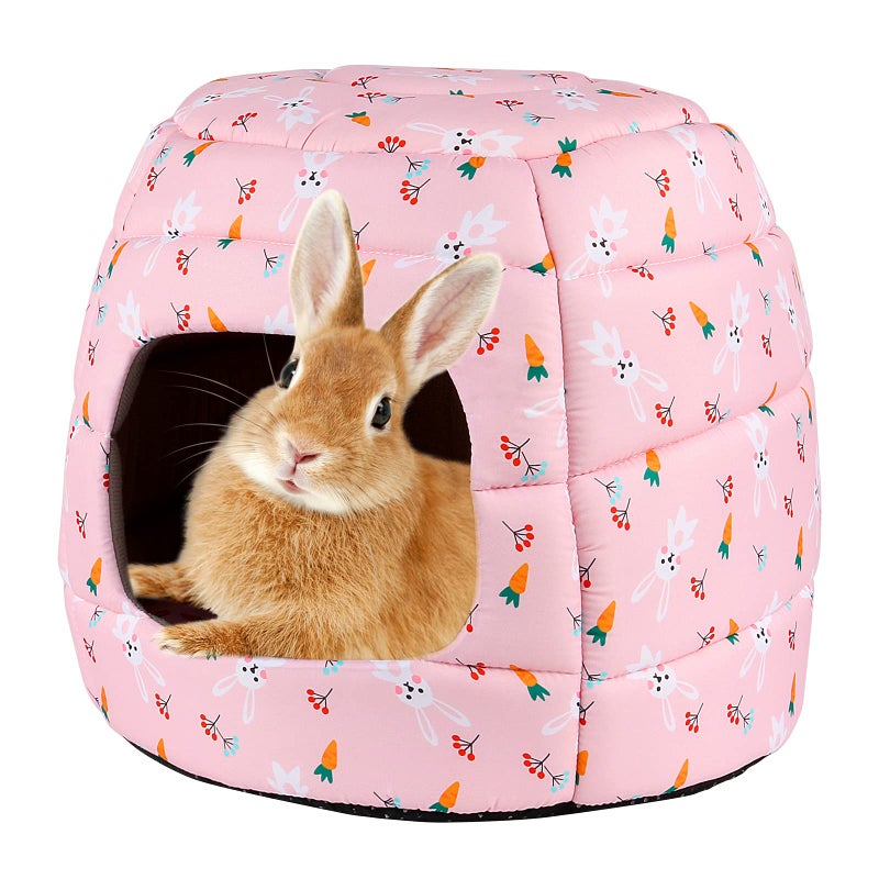 YUEPET Large Rabbit Bed House Foldable Winter Warm Bunny Hideout Cave for Guinea Pig Hamster Squirrel Ferret Hedgehog Chinchilla Cozy Cage Accessories - Image 1