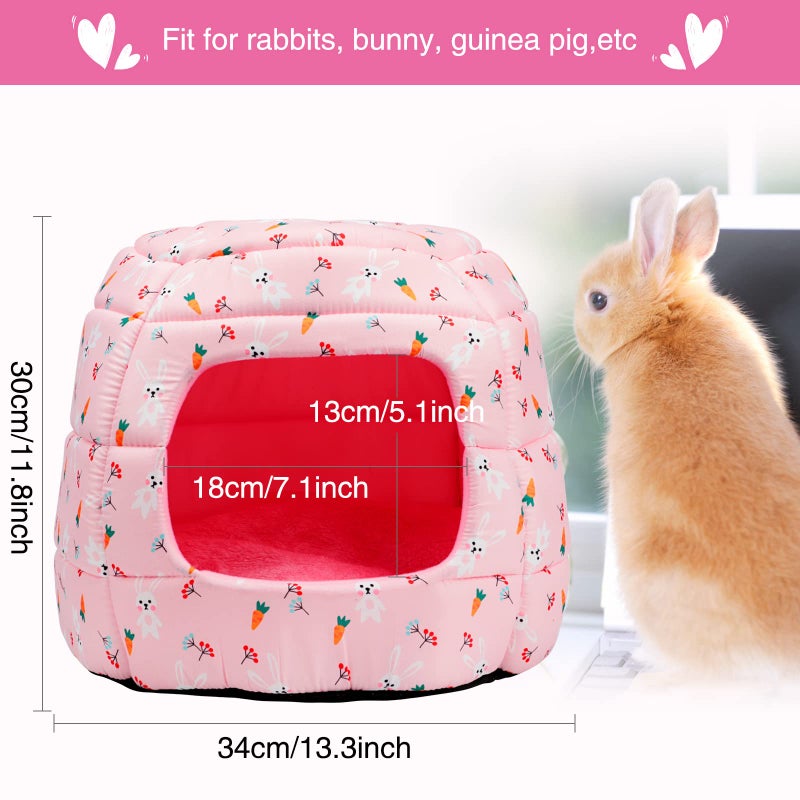 YUEPET Large Rabbit Bed House Foldable Winter Warm Bunny Hideout Cave for Guinea Pig Hamster Squirrel Ferret Hedgehog Chinchilla Cozy Cage Accessories - Image 2