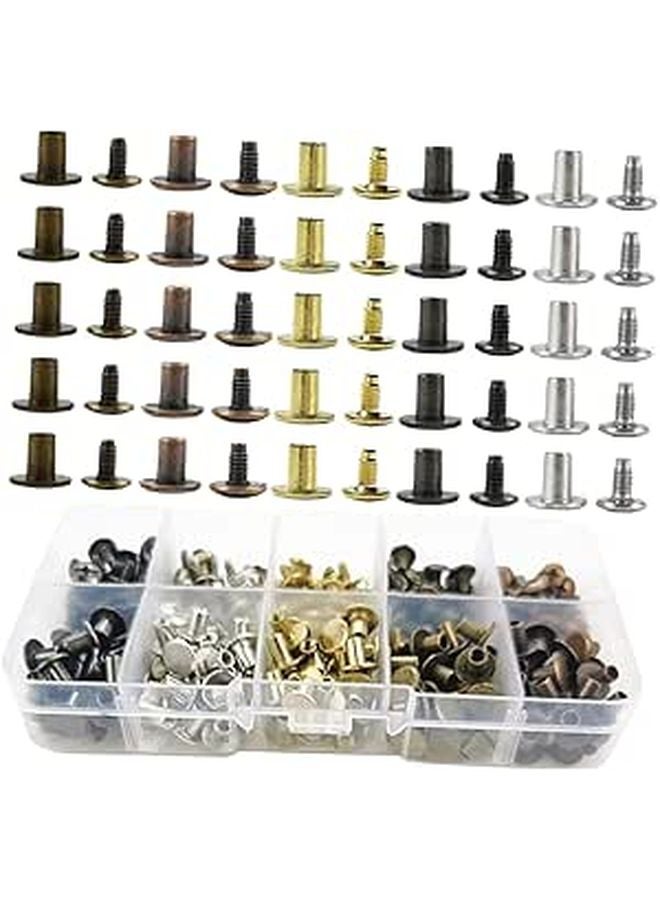 150 Sets Brass Rivets Kit For Leather Crafting Belts Bags And Bookbinding - Image 1