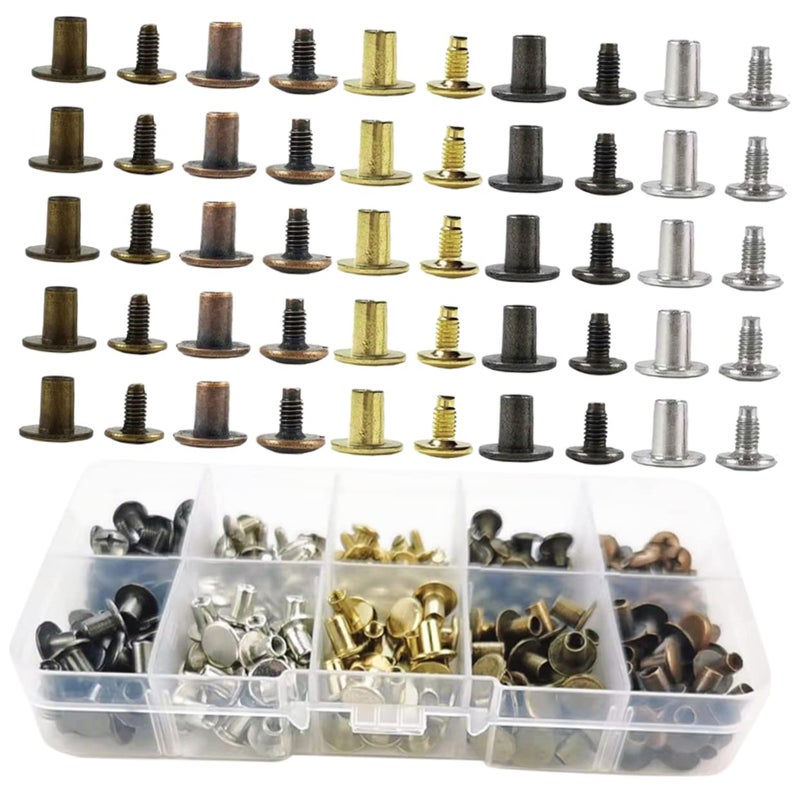 150 Sets Brass Rivets Kit For Leather Crafting Belts Bags And Bookbinding - Image 2