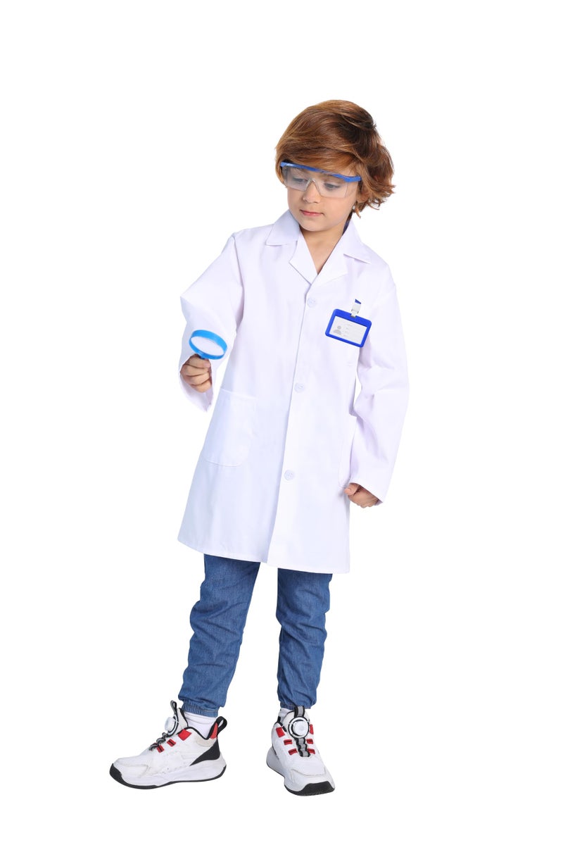 TOGROP 4Pcs Doctor Scientist Lab Costume for Kids Role Play Thick White Coat Birthday Party Gift 6-7 Years - Image 3