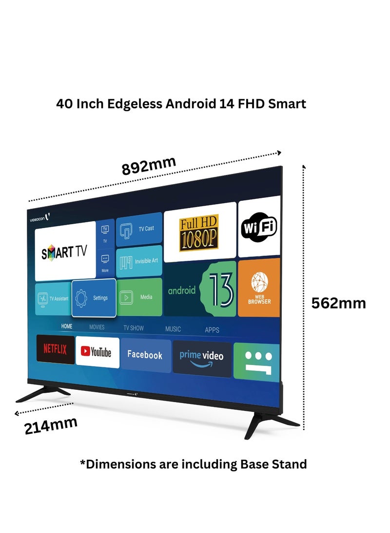 فيديوكون تلفاز ذكي 40 بوصة بدون حواف أندرويد 14 بدقة Full HD مع مجموعة JVC 2.0CH - Image 4