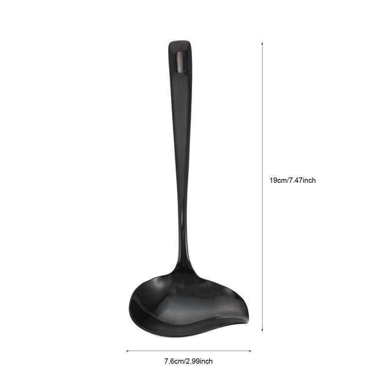 Black 304 Stainless Steel Long Handle Duckbill Sauce Soup Serving Spoon Kitchen Tableware - Image 3