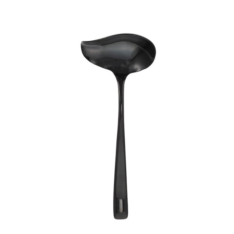 Black 304 Stainless Steel Long Handle Duckbill Sauce Soup Serving Spoon Kitchen Tableware - Image 2