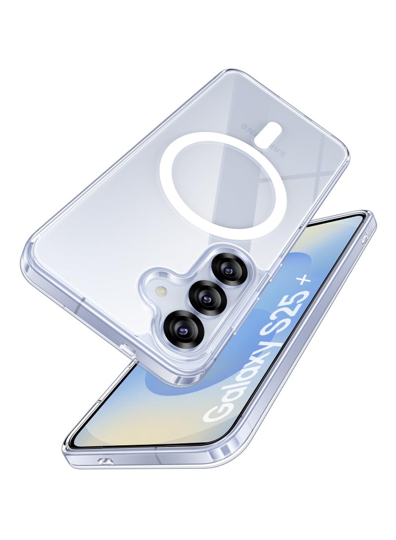 Magnetic Case Cover for Samsung Galaxy S25 Plus / S25+, Compatible with MagSafe,Anti-Yellowing Crystal Clear Shockproof Protection Back Cover, Ultra Slim Strong Magnet Phone Shell Case for Samsung Galaxy S25 Plus / S25+ - Image 1