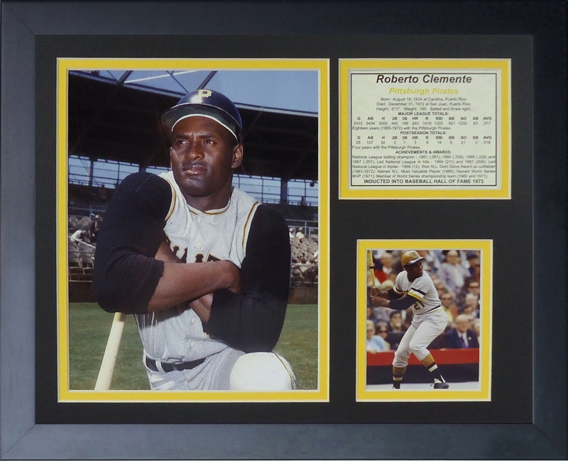 Legends Never Die Roberto Clemente Portrait Framed Photo Collage, 11 by 14-Inch, Black - Image 1