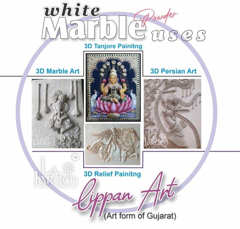 La Jarden® Premium White Marble Powder 950 g | Ultra-Fine for Lippan Art, Murals, Embossed 3D Wall Art, Flooring & DIY Crafts | Safe for Students & Craft Projects (Pack of 1) - Image 2