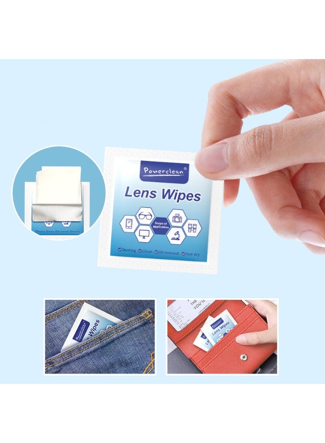 Powerclean 100 wipes（6*12cm）Lens Cleaning Wipes for Eyeglasses,Individually Wrapped,Can be used for mobile phone screen, tablet computer, camera lens and other electronic screen - Image 2