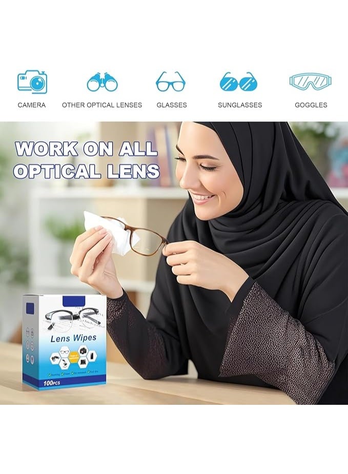 Powerclean 100 wipes（6*12cm）Lens Cleaning Wipes for Eyeglasses,Individually Wrapped,Can be used for mobile phone screen, tablet computer, camera lens and other electronic screen - Image 4