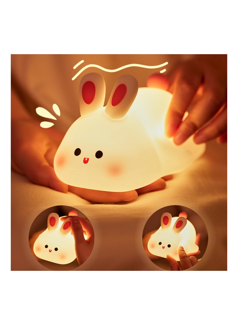 SYOSI Baby Night Light for Kids Touch Bunny Lamp, Rechargeable Rabbit Lamp Kids Lights for Bedroom, LED Portable Bunny Night Light for Girls Boys Nursery, Children Nightlight  Room Decor Gifts - Image 1