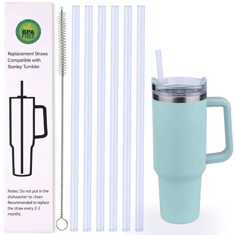 AIERSA AIERSA 6 Pack Silicone Replacement Straws for Stanley 20 30 40oz CupReusable Straws Compatible 40 oz Stanley TumblerLong Straw with Cleaning Brush for Stanley Cup Accessories 